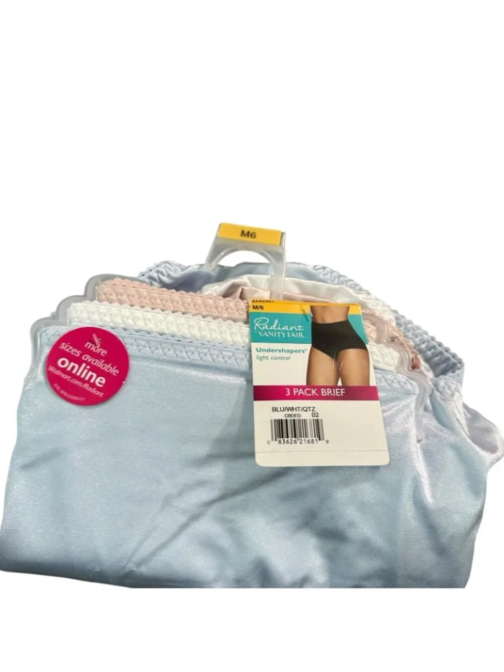 VANITY FAIR 3 Pack Radiant Women’s M 6 Undershapers Hi-Cut Satin Briefs NEW